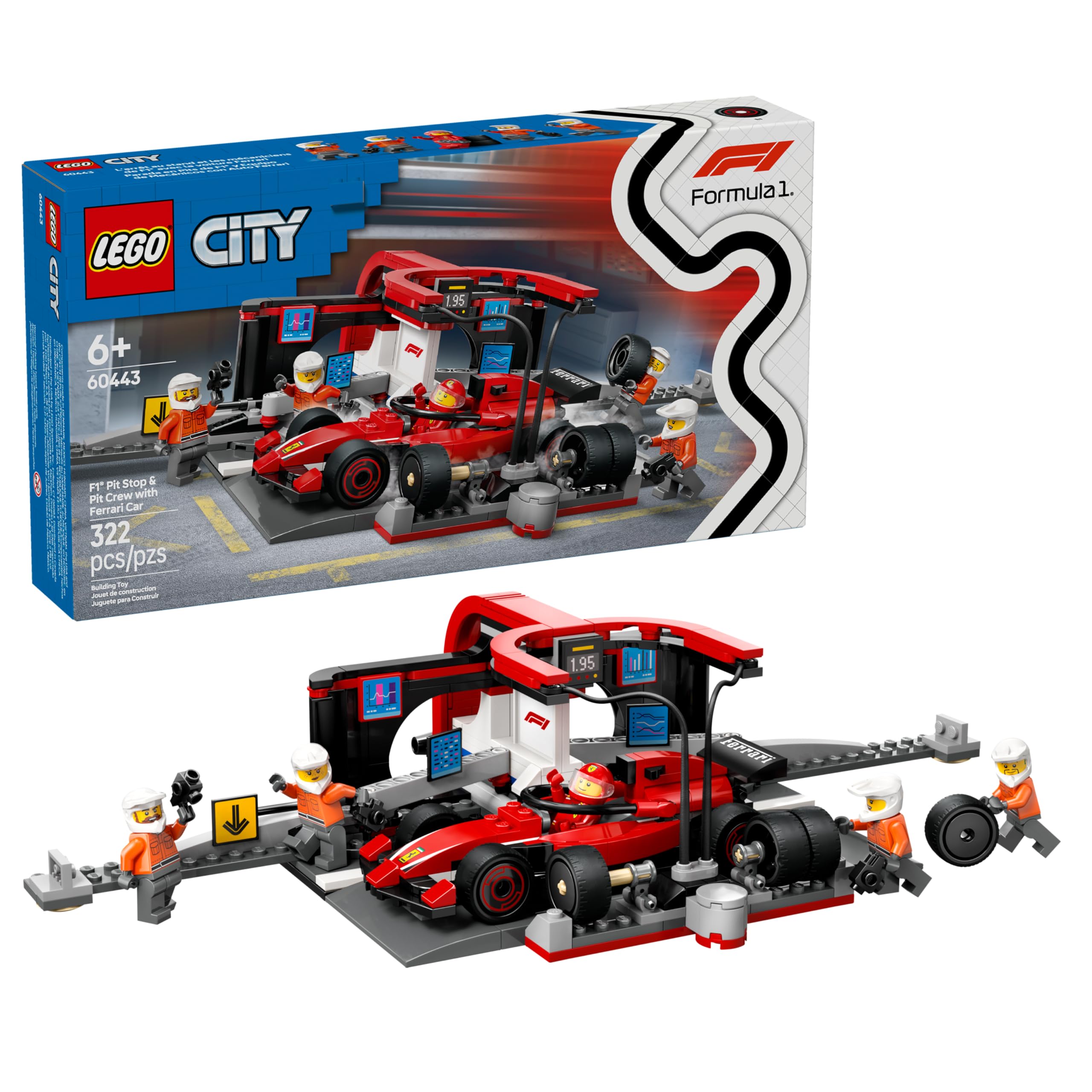 LEGO City Formula 1 Pit Stop e Equipe de Box de F1® com Carro da